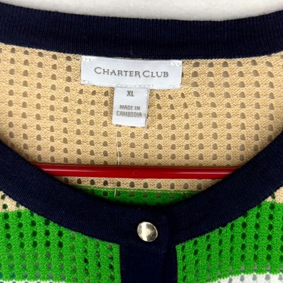 Charter Club Green Blue and Beige Button Down Cardigan Women SZ XL NEW WITH TAG - Picture 4 of 11